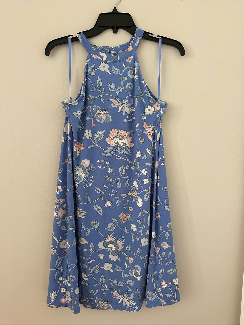 LOFT Blue Floral Halter Swing Dress – Size XS